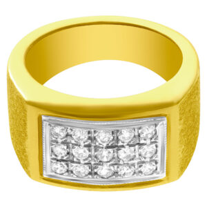 Gents solid diamond ring in 14k yellow gold.  0.70 carats in diamonds. Size 8