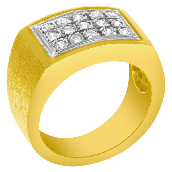 Gents solid diamond ring in 14k yellow gold.  0.70 carats in diamonds. Size 8