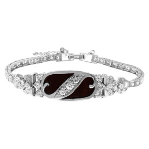 Diamond bracelet with Onyx center in 14k white gold. 2.00 carats in diamonds