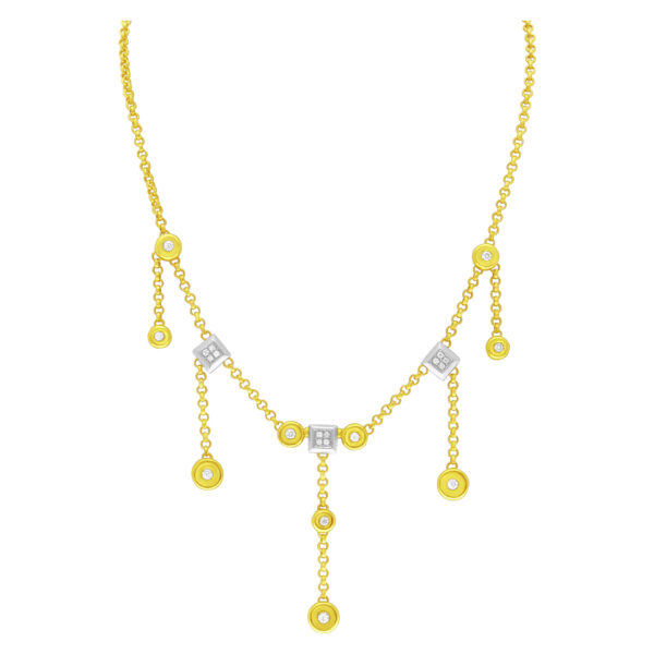 Italian style diamond necklace in 18k yellow gold. 1.15 carats in diamonds