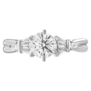 Diamond ring in platinum. 1ct center diamond (I color, SI1 clarity) w/ diamond accents