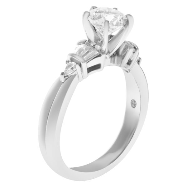 Diamond ring in platinum. 1ct center diamond (I color, SI1 clarity) w/ diamond accents