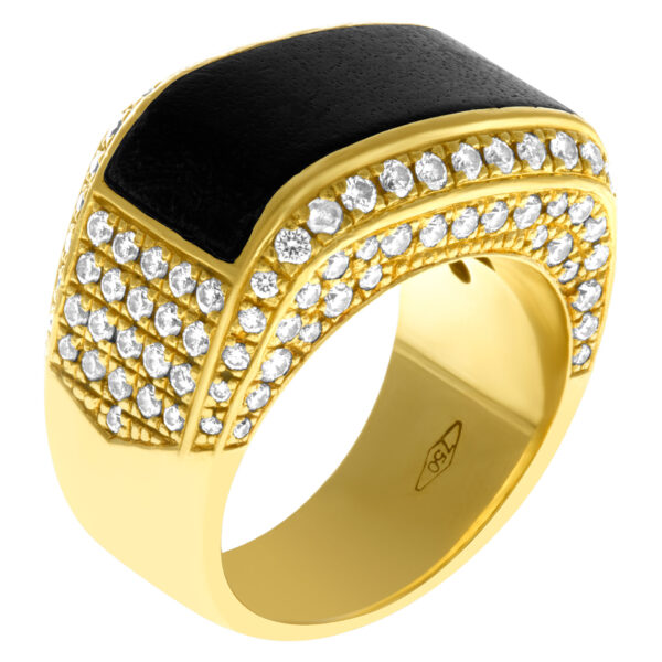 Di Modolo Milano ring in 18k with Pave Diamonds and rich Mahogany Wood