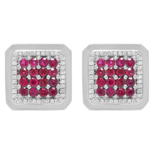 Regal ruby & diamond cufflinks in 18k white gold