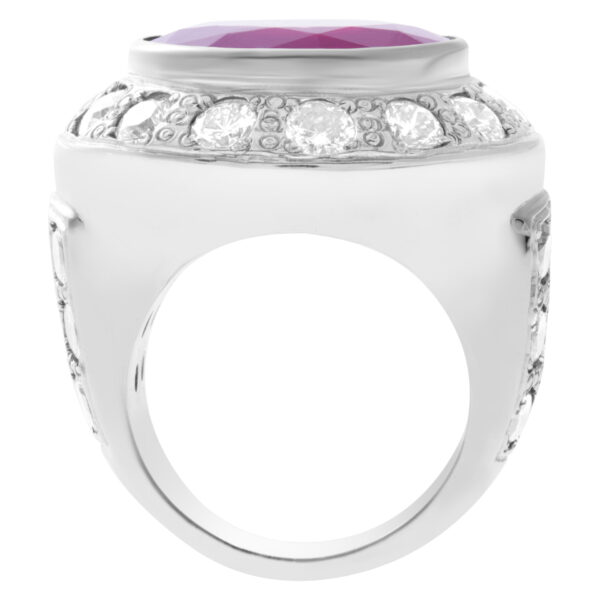 Lead glass composite ruby (19.20 cts) & diamond (5.20 cts) ring in 18k white gold