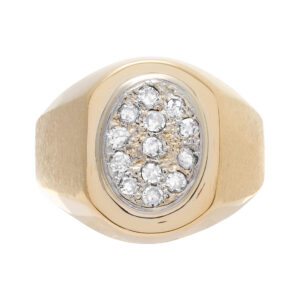 Pave diamond signet ring. 0.35 cts in diamonds. Size 9.5