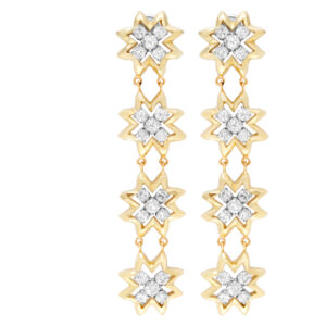 Dancing flower diamond drop earrings in 18k yellow gold 7.20 carats