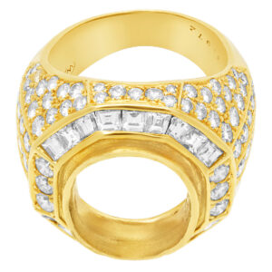 Stunning Diamond Setting in 18k yellow gold. 3.20cts in pave diamonds (F-G, VS)