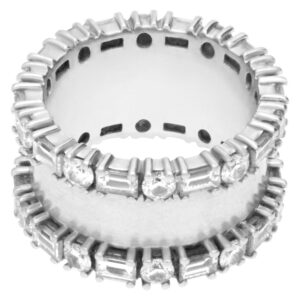 Baguette And Round Diamond Eternity Ring In 18k White Gold. (1.00 Ct In Diamonds)