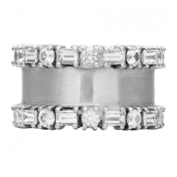 Baguette And Round Diamond Eternity Ring In 18k White Gold. (1.00 Ct In Diamonds)