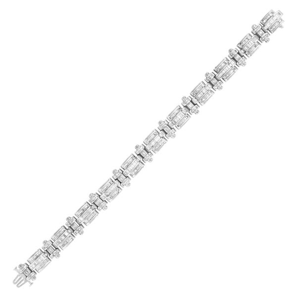 Diamond link bracelet in 14k white gold. Approximately 8.0 carats in diamonds.