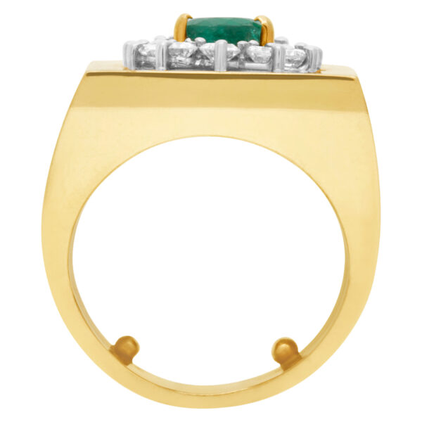 Emerald & diamond ring in 14k yellow gold with approximately 2 carats in diamonds