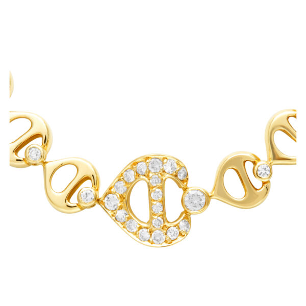 Choker necklace in 18k yellow gold with over 1.00 carats in  round diamonds