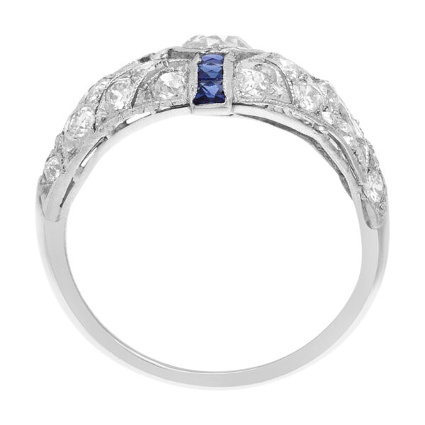 Art Deco sapphire and diamond ring in platinum