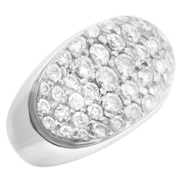 18k white gold pave diamonds & crystal dome ring