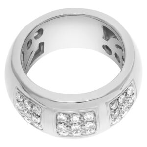 Triple square pave diamond wedding band in 18k white gold. 1.5 ct in diamonds