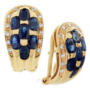 Blue sapphire and diamond earrings in 18k gold