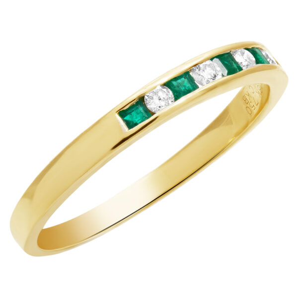 Emerald and diamond band in 18k gold