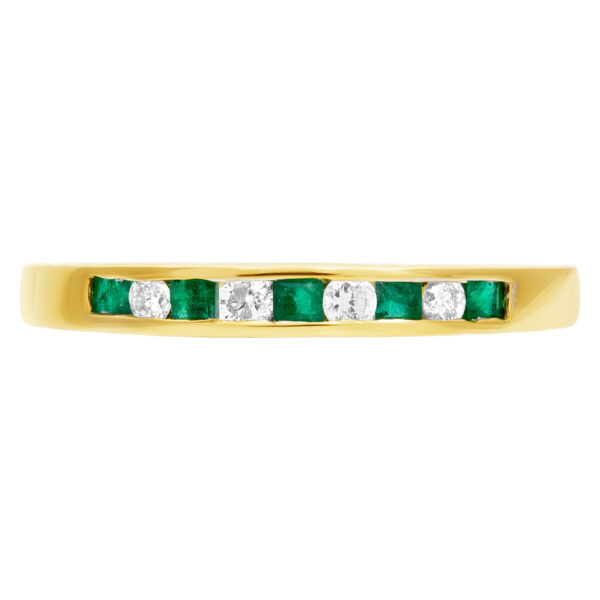 Emerald and diamond band in 18k gold