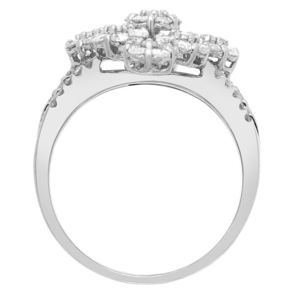 Elegant diamond flower ring with over 1 carat in diamonds in 18k white gold