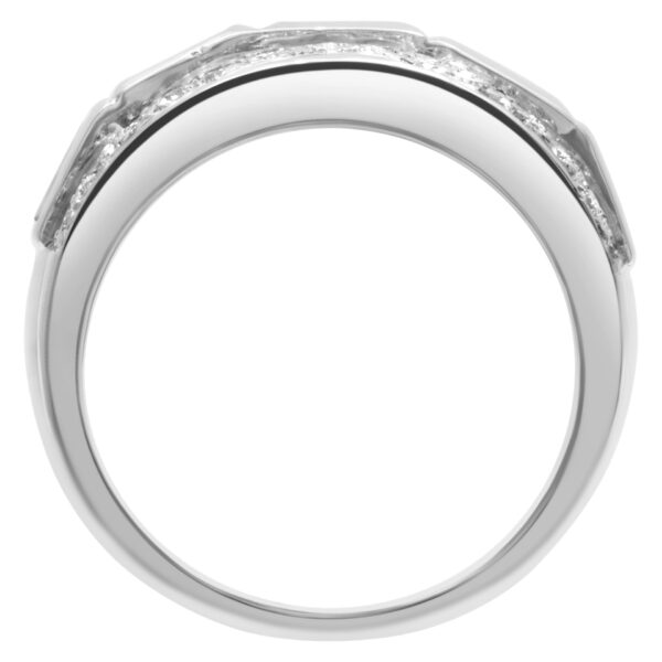 Round and princess cut diamond band in 18k white gold