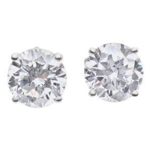 GIA certified round brilliant cut diamonds studs 1.51 carat (I color, SI2 clarity) and 1.50 carat (H color, SI2 clarity)