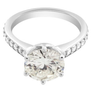 GIA certified round brilliant cut diamond 3.04 (N color, VVS1 clarity) ring