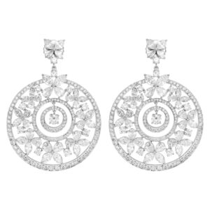 Diamond wreath earrings 26.61 carats in marquise, pear, and round cut stones set in 18k white gold