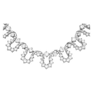 Glamorous diamond necklace with 24.18 carats in round cut diamonds set in 18k white gold