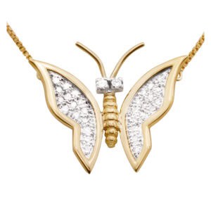 Butterfly of Love in 18k gold with 0.25 carat in diamonds