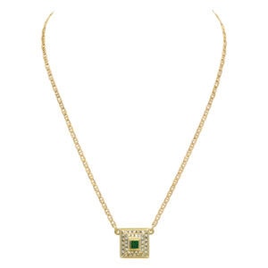 Emerald and diamond necklace with 0.50 in emeralds and 0.50 in diamonds in 18k