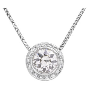 Diamond necklace with approx. 2.75 carat center diamond in 18k white gold