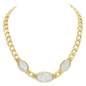 18k Yellow Gold Necklace With Over 3.5 Carats In Diamonds