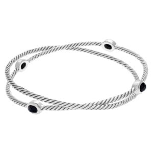 David Yurman bangles set in silver and black onyx