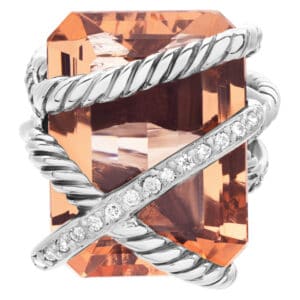 David Yurman wrap ring with morganite and diamond accents