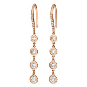 Drop diamond earrings with over 0.60 cart in diamonds set in 14k rose gold