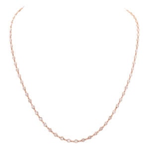 Elegant bezel-set diamond station necklace in 14k rose gold