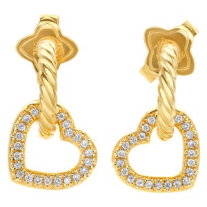 David Yurman heart drop earrings with diamonds in 18k gold