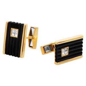 Onyx bar and diamond accented cufflinks & 3 piece tuxedo set in 18k