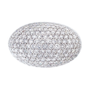 Pave diamond dome ring in 18k white gold