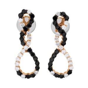 Swirl of black and white diamond earrings in 18k rose gold (1.60ct in diamonds)