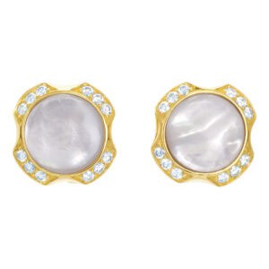 Mother of Pearl cufflinks with diamond accents (0.60ct) in 18k gold