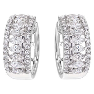 Marquise and round diamond earrings in 18k white gold