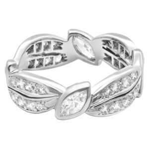 Marquise and round Diamond Eternity Band and Ring platinum with approx 1.5cts