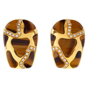 Roberto Coin Giraffe earrings with tiger eye & diamond details in 18k