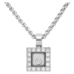 Chopard Happy diamond icons necklace 18k white gold square pendant