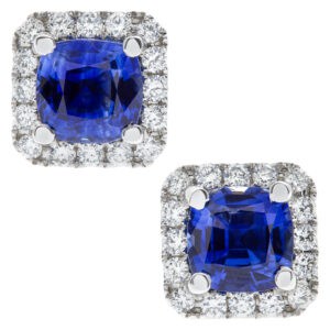 Sapphire and diamond earrings in 18k white gold