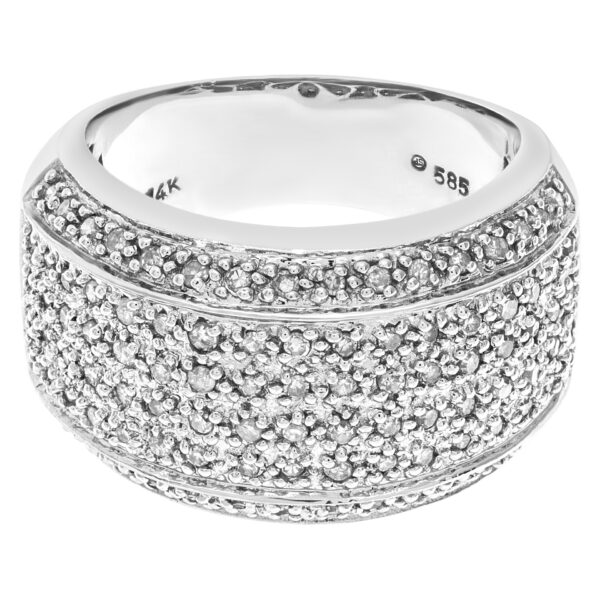 Pave Diamond Ring in 14k white gold with approx. 0.96 carats in diamonds