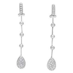 Diamond Hanging Drop Earrings in 14k White Gold aprrox. 1.36 carats in diamonds