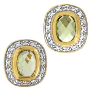 Diamond and Peridot Earrings in 18k yellow gold with approx. 0.36 toatal carat in diamonds